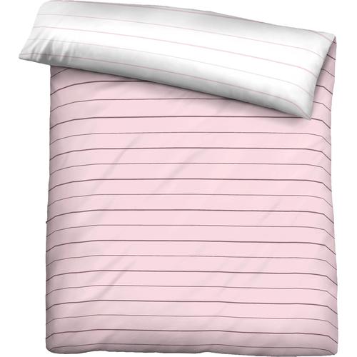 "Wendebettbezug BIBERNA ""Mix & Match in Größe 135x200 oder 155x220 cm"" Bettbezüge Gr. B/L: 200 cm x 200 cm, rosa (rosa, streifen) Mako-Satin-Bettwäsche"
