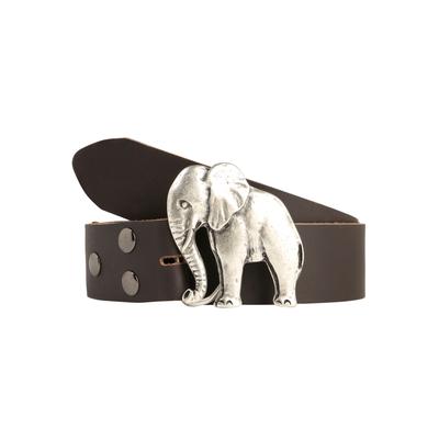 Ledergürtel, Damen, Gr. 80, braun (dunkelbraun), Leder, RETTUNGSRING BY SHOWROOM 019, unifarben, modisch,casual, Gürtel, mit austauschbarer Schließe »Elefant« Image