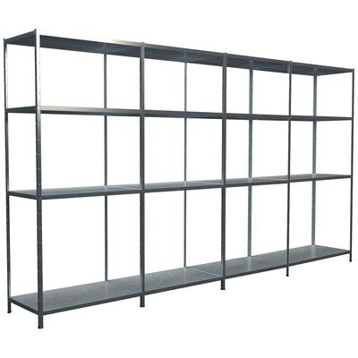 Steckregal SCHULTE REGALWELT "Stecksystem Grund- und 3x Anbauregale", silber (silberfarben), B:400cm H:180cm T:35cm, Sta