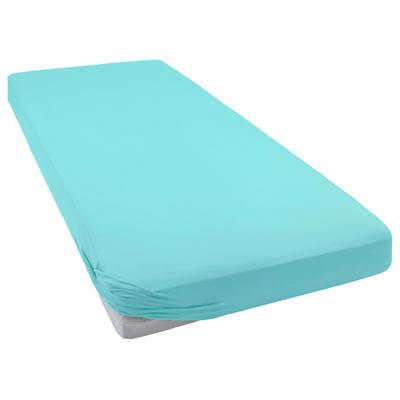 Spannbettlaken BELLANA "Mako-Jersey exclusiv in Gr. 90x200, 140x200 oder 180x200 cm", blau (türkis), B:90-100cm L:190-200cm, Mako-Jersey, Obermaterial: 100% Baumwolle, Laken, aus Baumwolle, für Matratzen bis 25 cm Höhe, Bettlaken, Spannbetttuch Image