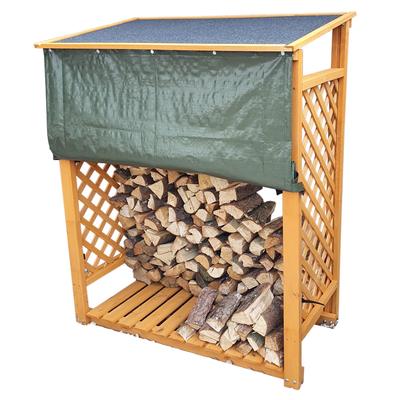 Kaminholzregal PROMADINO "Speyer", braun (honigbraun), B:119,5cm H:148cm T:68cm, Holzwerkstoff, Kaminholzlager, mit Wetterschutz Image