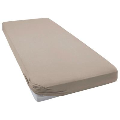 Spannbettlaken BELLANA "Jersey-Elasthan deLuxe", grau (taupe), B:140cm L:200-220cm, Jersey-Elasthan, Obermaterial: 95% Baumwolle, 5% Elasthan, Laken, für Boxspringbetten und sehr hohe Matratzen Image