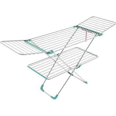 Wäscheständer BISCHOF COLOMBO "DOUBLE", blau (türkis, silberfarben), B:55cm, Aluminium, Wäscheständer, 30 m Trockenlänge, 2-stufige Höhenverstellung, klappbar, Aluminium Image