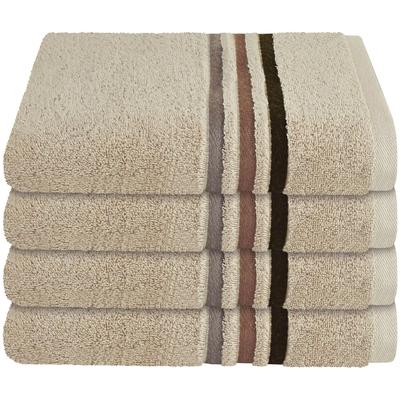 Handtuch SCHIESSER "Skyline Color aus 100 % Baumwolle mit eleganter Streifenbordüre", beige (sand), B:50cm L:100cm, Frot