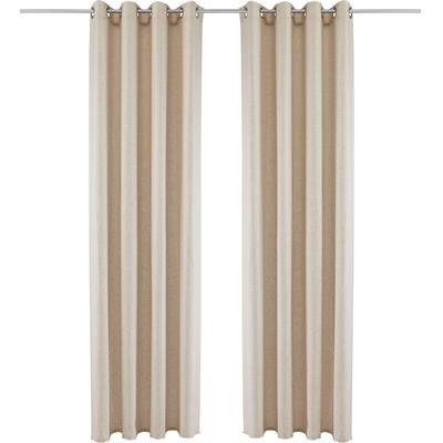 Gardine MY HOME "Rudy" Gr. 6, beige (sand), B:140cm H:295cm, Polyester, Leinen, Gardinen, Halbtransparent, Leinenlook, Polyester, Längsstreifen, Topseller Image