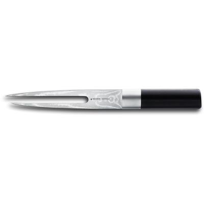 Fleischgabel FELIX SOLINGEN "ABSOLUTE ML", silber (silberfarben, schwarz), Stahl, Fleischgabeln, Aus japanischem Formdamast-Mehrlagenstahl