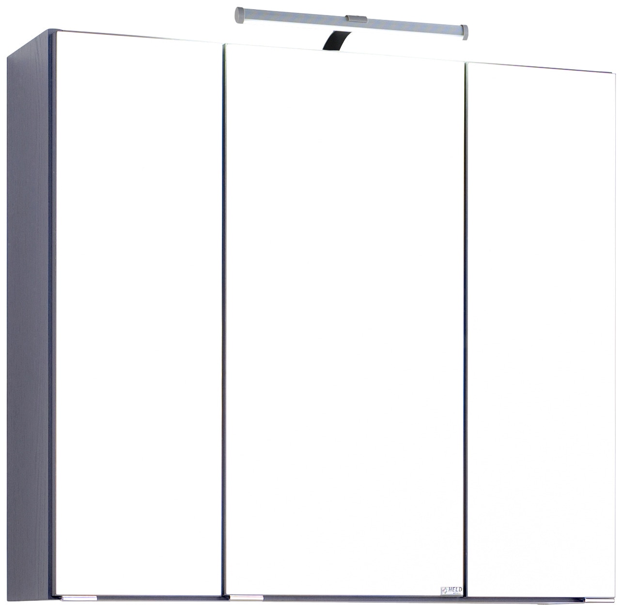Spiegelschrank WELLTIME "Texas", grau (anthrazit), B:70cm H:66cm T:20cm, Spanplatte, Schränke, Breite 70 cm, mit LED-Aufbauleuchte Image