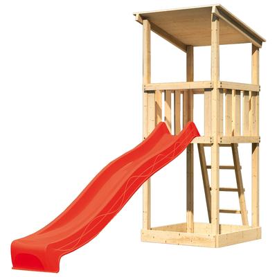 Spielturm KONIFERA "Anna", beige (natur, rot), Spieltürme, KinderB:107cm H:270cm T:107cm, Holzwerkstoff, BxTxH: 107x107x270 cm, B:107cm H:270cm T:107cm