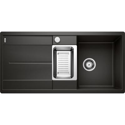 Granitspüle BLANCO "METRA 6 S-F", schwarz, B:49cm H:19cm T:99cm, Verbundwerkstoff, Küchenspülen, erhältlich in mehreren Farben, inkl. Multifunktionsschale Edelstahl