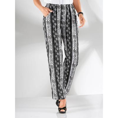 Schlupfhose CLASSIC BASICS, Damen, Gr. 23, Kurzgrößen, schwarz (schwarz ethno), 52% Polyester, 48% Viskose, gemustert, lang, Hosen Image