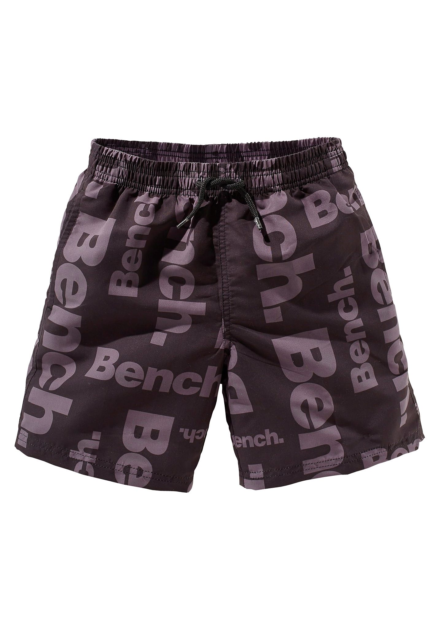Badeshorts BENCH., Kinder, Gr. 146/152, N-Gr, schwarz, Microfaser, Polyester, unifarben, Badehosen, mit allover Logodruck Image