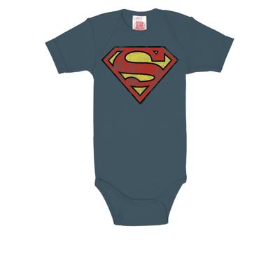 Body LOGOSHIRT Gr. 62, EURO-Größen, blau (dunkelblau) Baby Bodies mit Superman Logo-Frontdruck