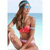 Bügel-Bandeau-Bikini-Top S.OLIVER "Audrey", Damen, Gr. 40, Cup E, rot (rot, weiß), Recycling-Polyamid, gepunktet, gestreift, Bikini-Oberteile, mit Mustermix aus Punkten und Streifen