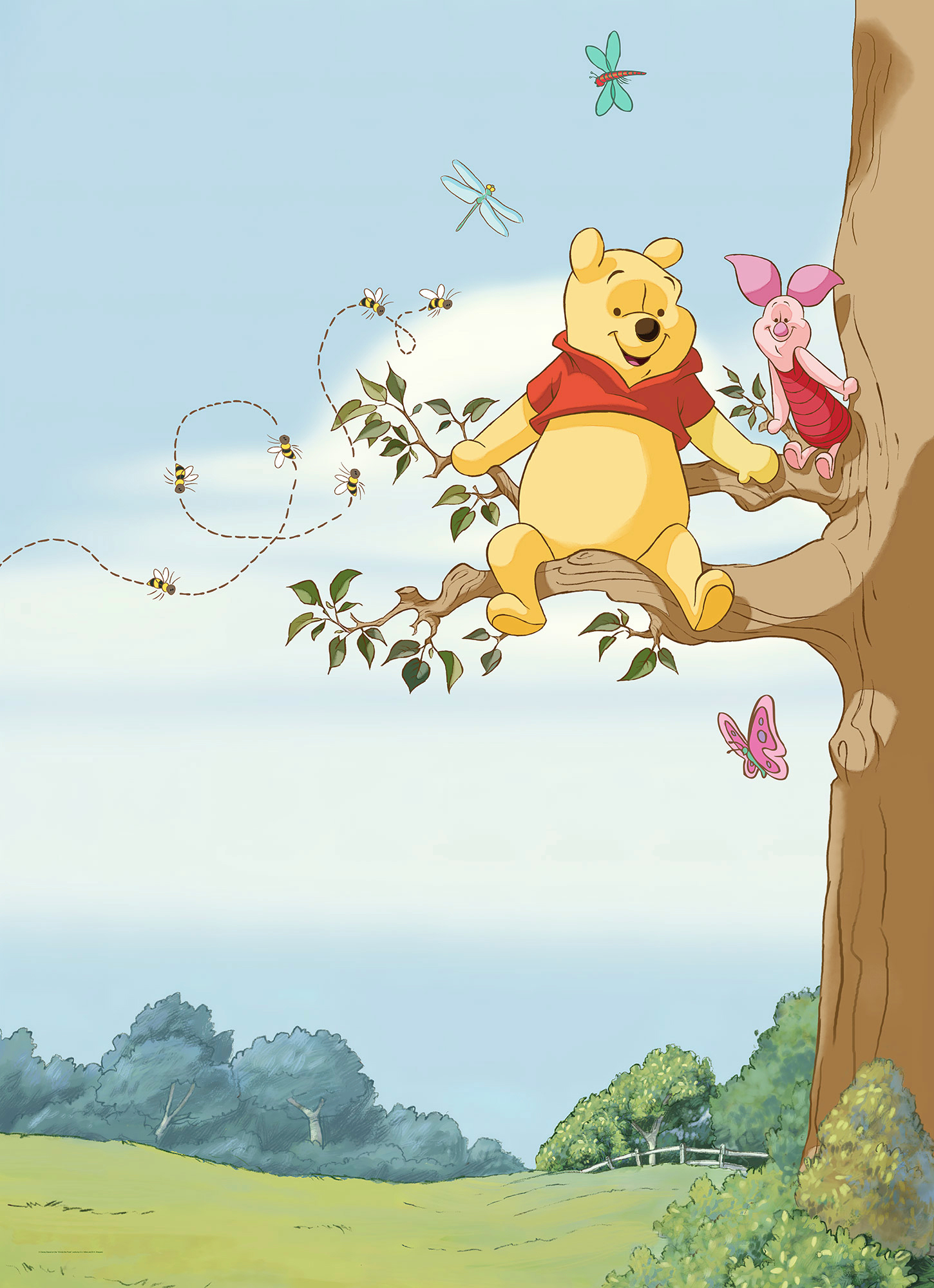 Fototapete KOMAR "Winnie the Pooh Tree - Größe 184 x 254 cm", bunt, B:184m L:254m, Papier, Tapeten, Kinderzimmer