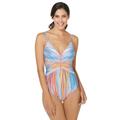 Badeanzug SUNFLAIR Gr. 40, Cup C, bunt (bunt, gestreift) Damen Badeanzüge Ocean Blue