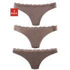 String LASCANA, Damen, Gr. 44/46, grau (taupe, uni, gepunktet, gestreift, gestreift), Obermaterial: 95% Baumwolle, 5% Elasthan. Spitze: 87% Polyamid, 13% Elasthan, unifarben, gestreift, gepunktet, körpernah, Unterhosen, aus elastischer Baumwolle mit...