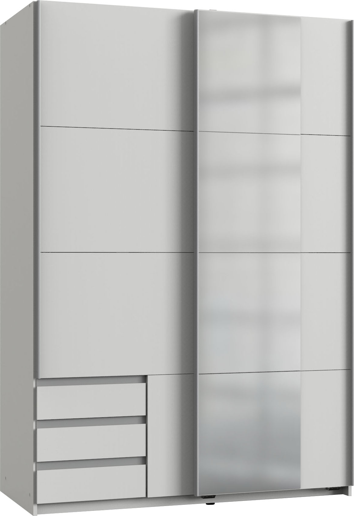 Schwebetürenschrank WIMEX "Emden moderner Kleiderschrank mit Spiegel und Schubladen BESTSELLER", weiß, B:135cm H:198cm T:64cm, Schränke, Schwebetürenschrank, Schlafzimmer Schrank Garderobenschrank mit Schwebetüren Topseller, Topseller