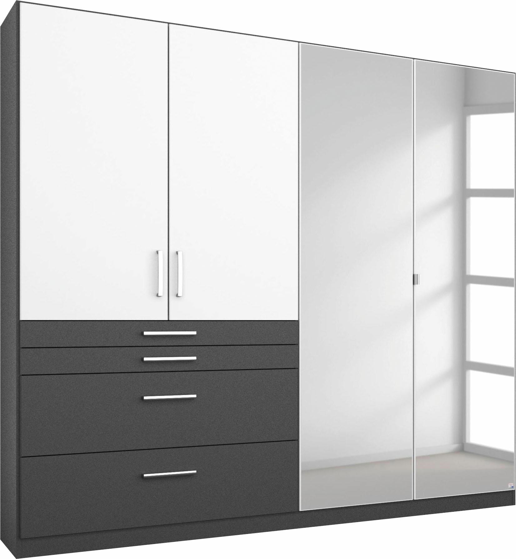 Kleiderschrank RAUCH "Harburg Bestseller im Schlafzimmer", weiß (graumetallic, weiß), B:181cm H:197cm T:54cm, Schränke, Kleiderschrank, Schlafzimmerschrank Schrank Garderobe mit Spiegel