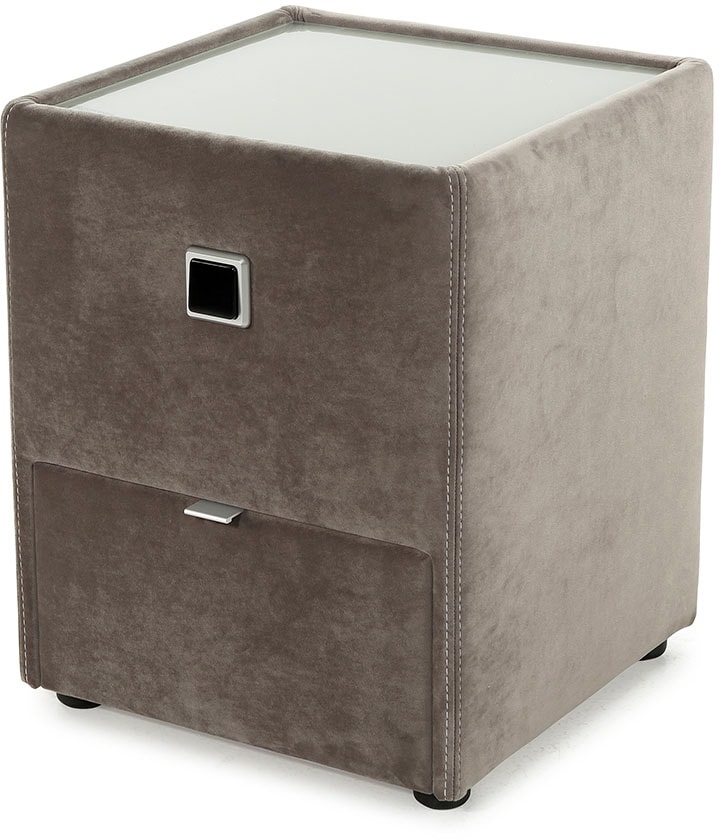 Nachtkonsole JOCKENHÖFER GRUPPE "Lancy", grau (grau 372, 09), B:42,5cm H:53cm T:45cm, Glas, Holzwerkstoff, Sideboards, Nachtkonsole, mit LED-Beleuchtung