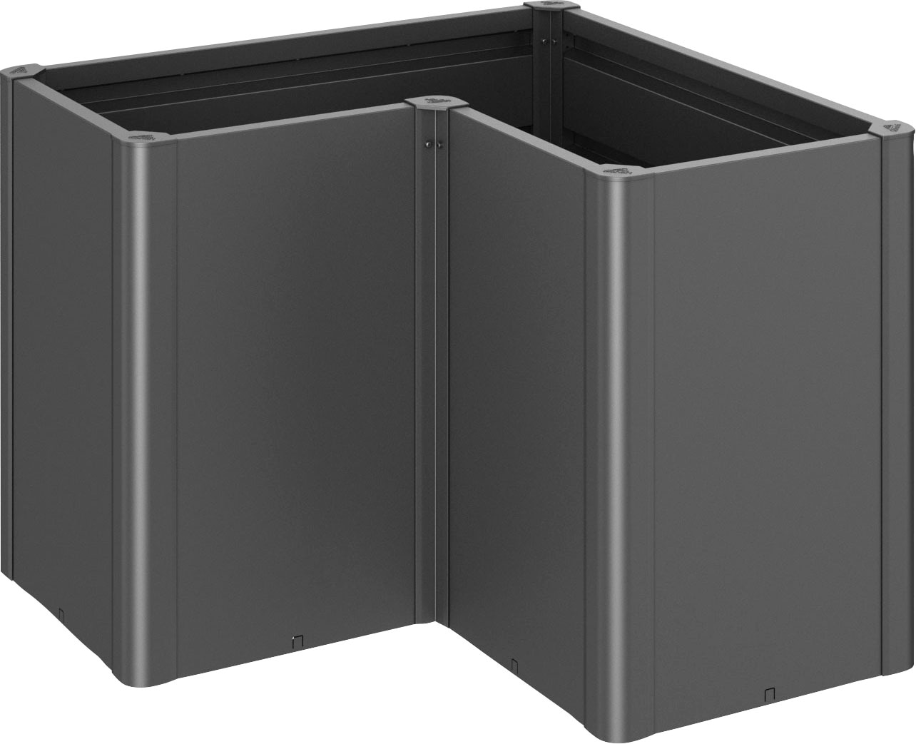 Hochbeet BIOHORT "BELVEDERE L-Form maxi 1, verschiedene Farben", grau (dunkelgrau, metallic), B:103,1cm H:77cm T:103,1cm, Stahl, Pflanzgefäße, 102x102x77 cm, extrem langlebig, aus Metall Image