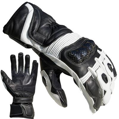 Motorradhandschuhe PROANTI Gr. XXL, schwarz-weiß (weiß, schwarz), Handschuhe, XXL, Obermaterial: 100% Rindsleder. Innenfutter: 100% Polyester, Racing, aus Leder