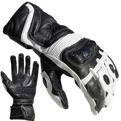 Motorradhandschuhe PROANTI Handschuhe Gr. XXL, schwarz-weiß (weiß-schwarz) Racing, aus Leder