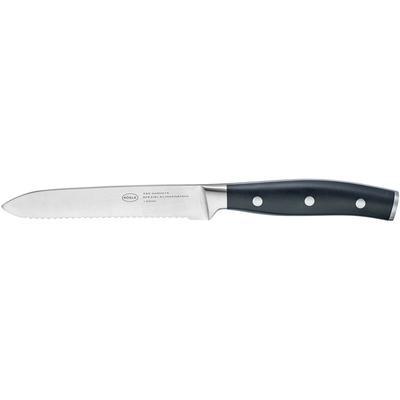 Allzweckmesser RÖSLE "Tradition", silber (silberfarben, schwarz), Gesamtlänge 25cm Klingenlänge 13cm, X50 CrMoV15 Klingenstahl, Kochmesser, mit Wellenschliff, Klingenspezialstahl, ergonomischer Griff