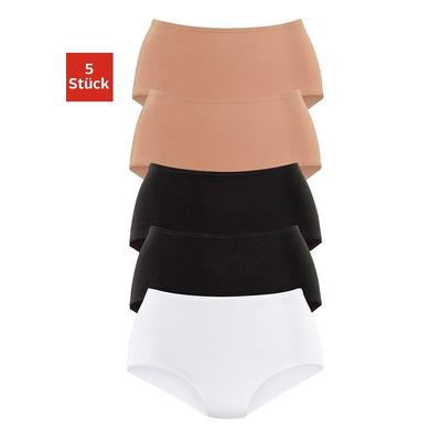 Taillenslip PETITE FLEUR, Damen, Gr. 48/50, beige (beige, schwarz, weiß), Obermaterial: 95% Baumwolle, 5% Elasthan, unifarben, körpernah, Unterhosen, aus elastischer Baumwolle Image