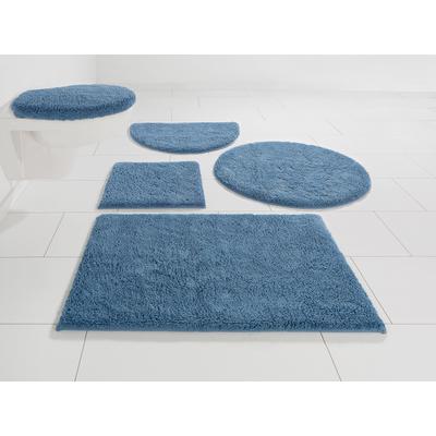 Badematte MY HOME "Maren, Badvorleger, Badezimmer Teppich" Gr. 8, blau (aqua), H:15mm, Baumwolle, Badematten, Bio-Baumwolle, Badteppich, Badematten auch als 3 teiliges Set Image