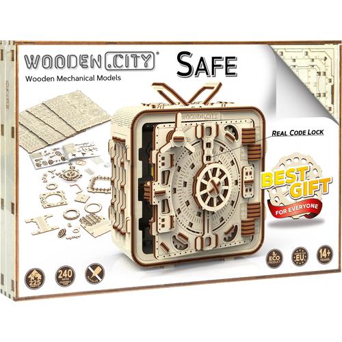 Wooden City Modellbausatz Safe, aus Holz; Made in Europe braun Kinder Autos, Eisenbahn Modellbau
