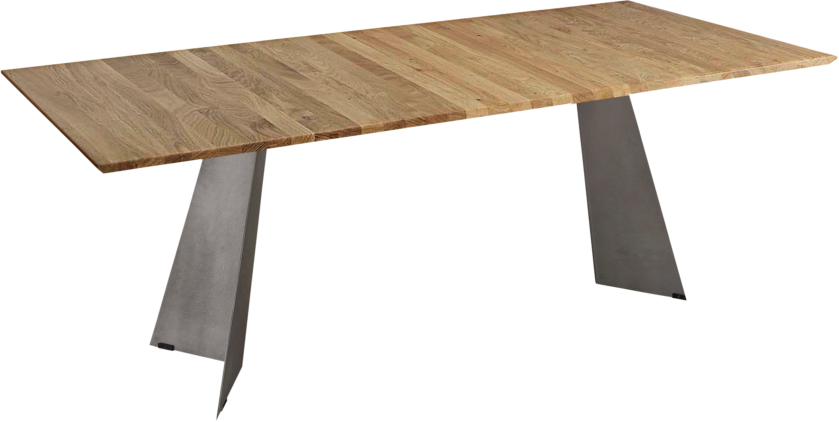 Esstisch K+W KOMFORT & WOHNEN "5252", braun (wildeiche natur 433, stahlgrau), B:200cm H:75cm T:100cm, Tische, Rechteckiger Esstisch Esstisch Holz-Esstische, Wildeiche natur oder bianco, Untergestell in Metall, 3 Breiten wählbar