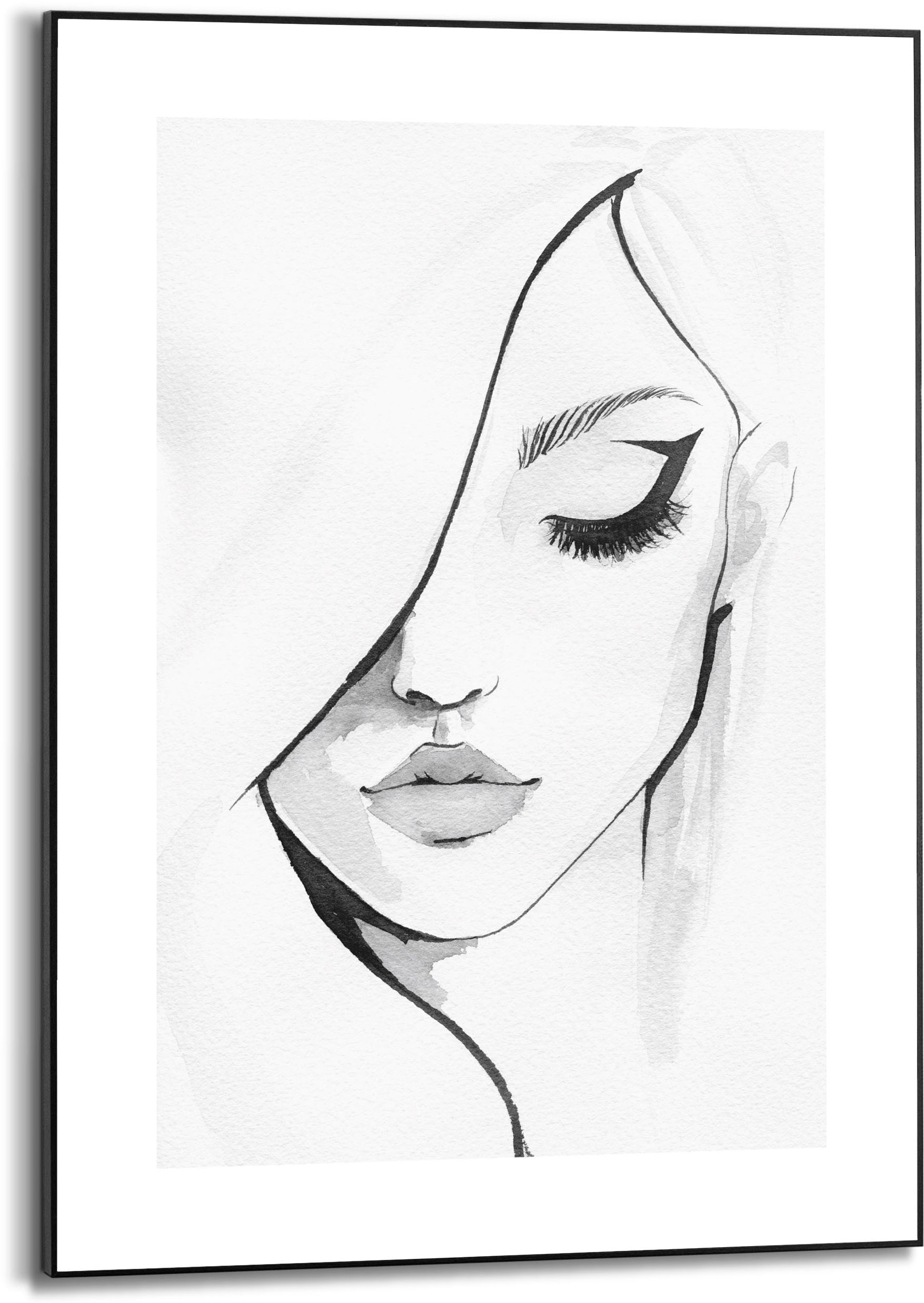 Bild mit Rahmen REINDERS "Female", schwarz (farbe bild(er): schwarz, weiß), B:50cm H:70cm T:1,6cm, MDF, Bilder Image