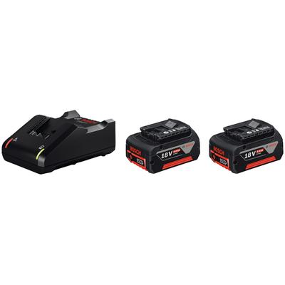 BOSCH PROFESSIONAL Akku Starter-Set "GAL 18V-40 / GBA 18V 4.0Ah" Akkumulatoren inkl. 2 Akkus und Ladegerät Gr. 18 V 4 mAh, schwarz (schwarz, rot)