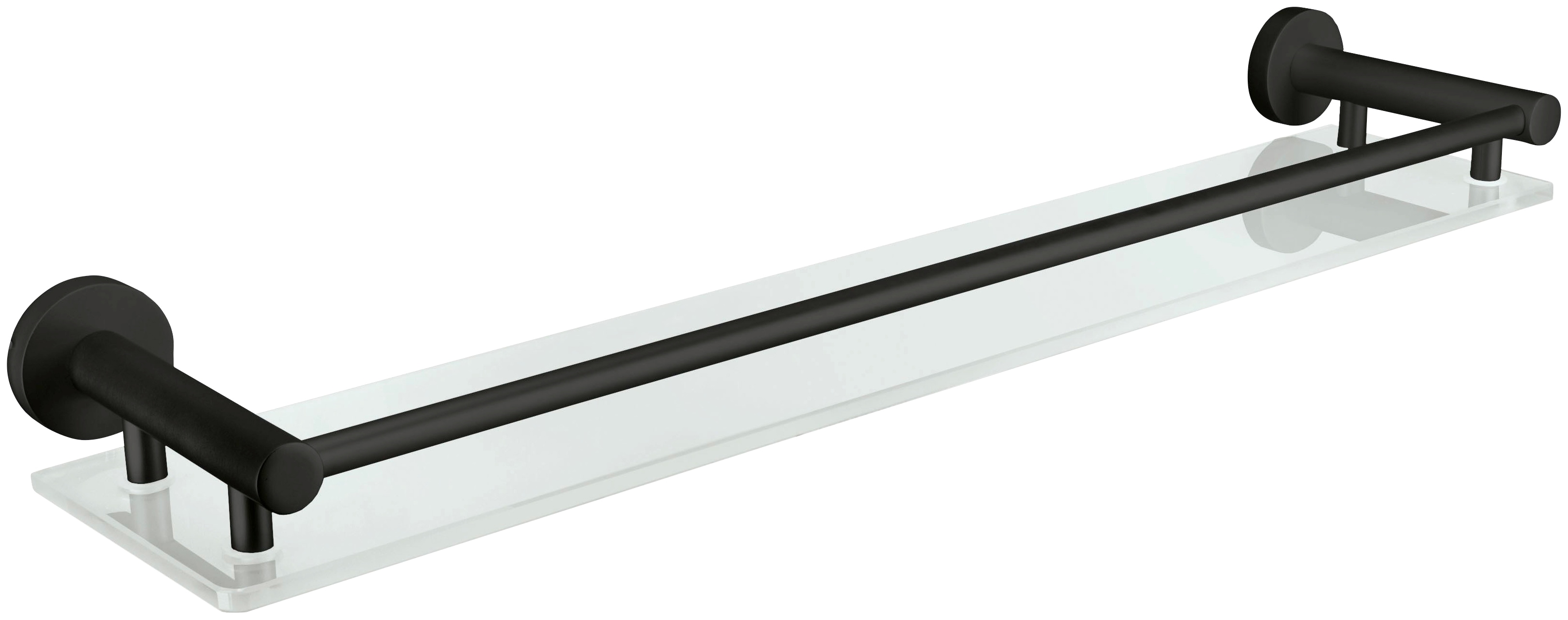 Duschablage KLEINE WOLKE "Apollo Nero", weiß (milky), B:61cm H:6,2cm T:13,1cm, Aluminium, Glas, Regale, Aluminium