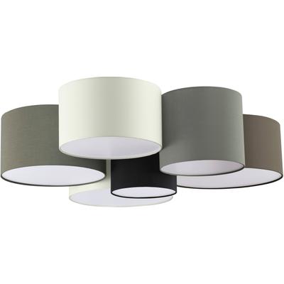 EGLO Deckenleuchte "PASTORE", weiß (weiß, braun, grau, schwarz), Ø 99cm H: 29cm, Lampen, Textil Deckenleuchte 6-flammig, E27, dimmbar, Stoff Schlafzimmerlampe Image