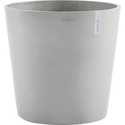 Blumentopf ECOPOTS "AMSTERDAM White Grey", grau (weiß, grau), B:50cm H:43,8cm T:50cm Ø:50cm, Kunststoff, Pflanzgefäße, BxTxH: 50x50x43,8 cm, mit Wasserreservoir