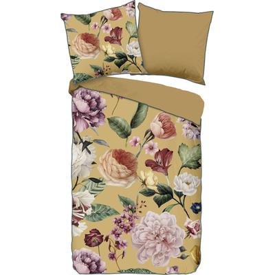 Wendebettwäsche DESCANSO "Fiori", braun (ocker, ochre), B/L: 200cm x 200cm, 2 St., Satin (Bio-Baumwolle), B/L: 80cm x 80cm & 80cm x 80cm, Satin (Bio-Baumwolle), Obermaterial: 100% Baumwolle, Bettwäsche, Baumwolle, Satin, 135x200, Biese,... Image