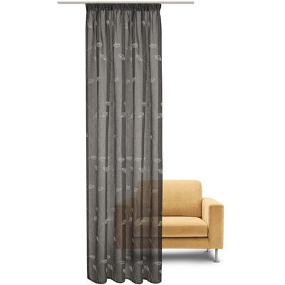 Gardine GERSTER "Nelli" Gr. 1, schwarz (anthrazit, braun, beige), B:140cm H:245cm, Wirkware, Polyester, Gardinen, Fertigschal - nature line Image