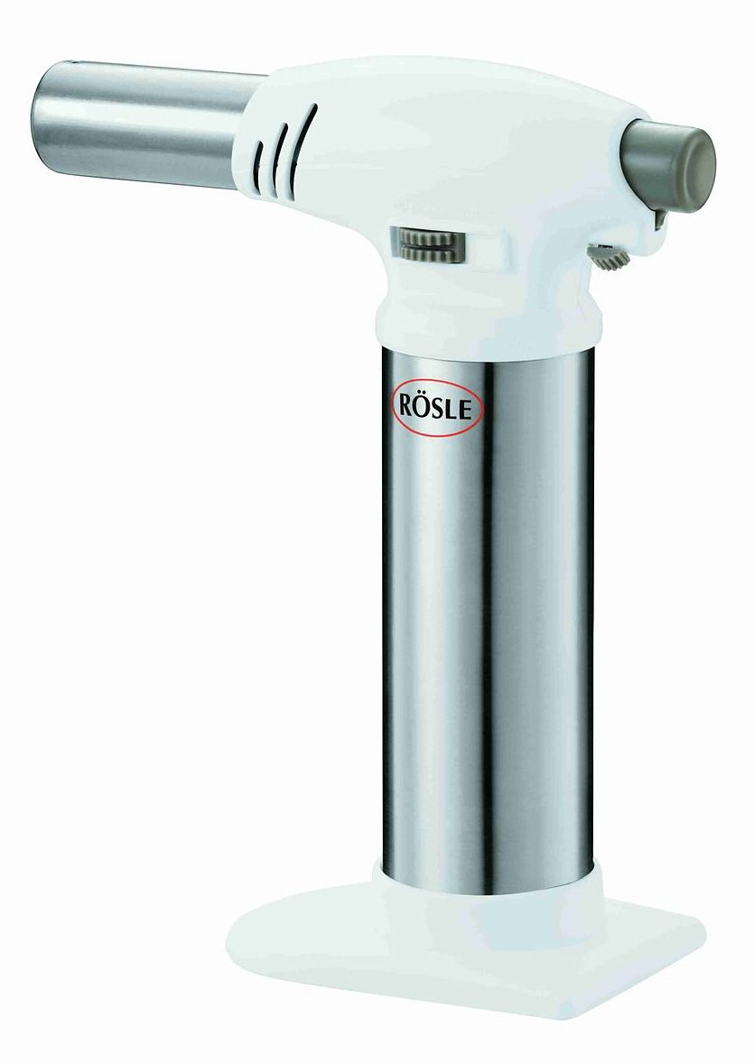 Flambierbrenner RÖSLE, weiß (edelstahlfarben, weiß), H:17cm, Edelstahl, Kunststoff, Metall, Flambierbrenner, stufenlose Flammenregulierung bis zu 1300 C, Edelstahl 18/10
