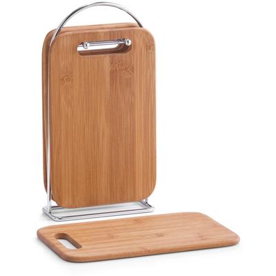 Frühstücksbrett ZELLER PRESENT "Bamboo", braun, B:15cm H:0,8cm L:24,5cm, Bambus, Edelstahl, Schneidebretter, aus hochwertigem Bambus