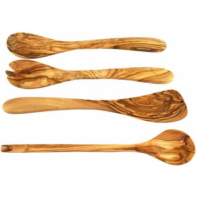 Kochbesteck-Set OLIVENHOLZ-ERLEBEN "aus naturbelassenem Olivenholz", braun (holzfarben), Massivholz, Kochbesteck-Sets, Schonend zu Pfannen & Töpfen, geschmacksneutral