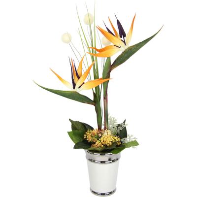 Kunstpflanze I.GE.A. "Strelitziengesteck in Topf", orange, B:31cm H:63cm T:25cm, Kunststoff, Keramik, Polyester, Kunstpflanzen Image