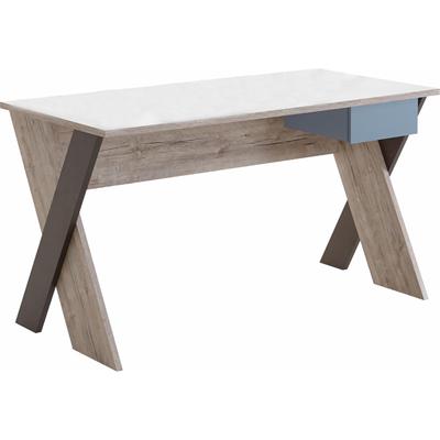 Schreibtisch FMD "Nona 6", braun (sandeichefarben, weiß), B:135cm H:76,5cm T:67,5cm, Tische Image