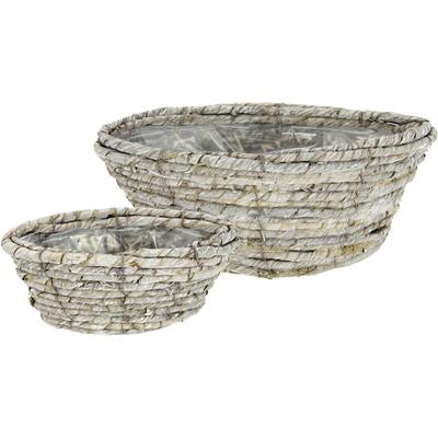 Weidenkorb I.GE.A. "Weidenkorb", grau, B:28cm H:13cm, Weide, Pflanzgefäße, 2er Set