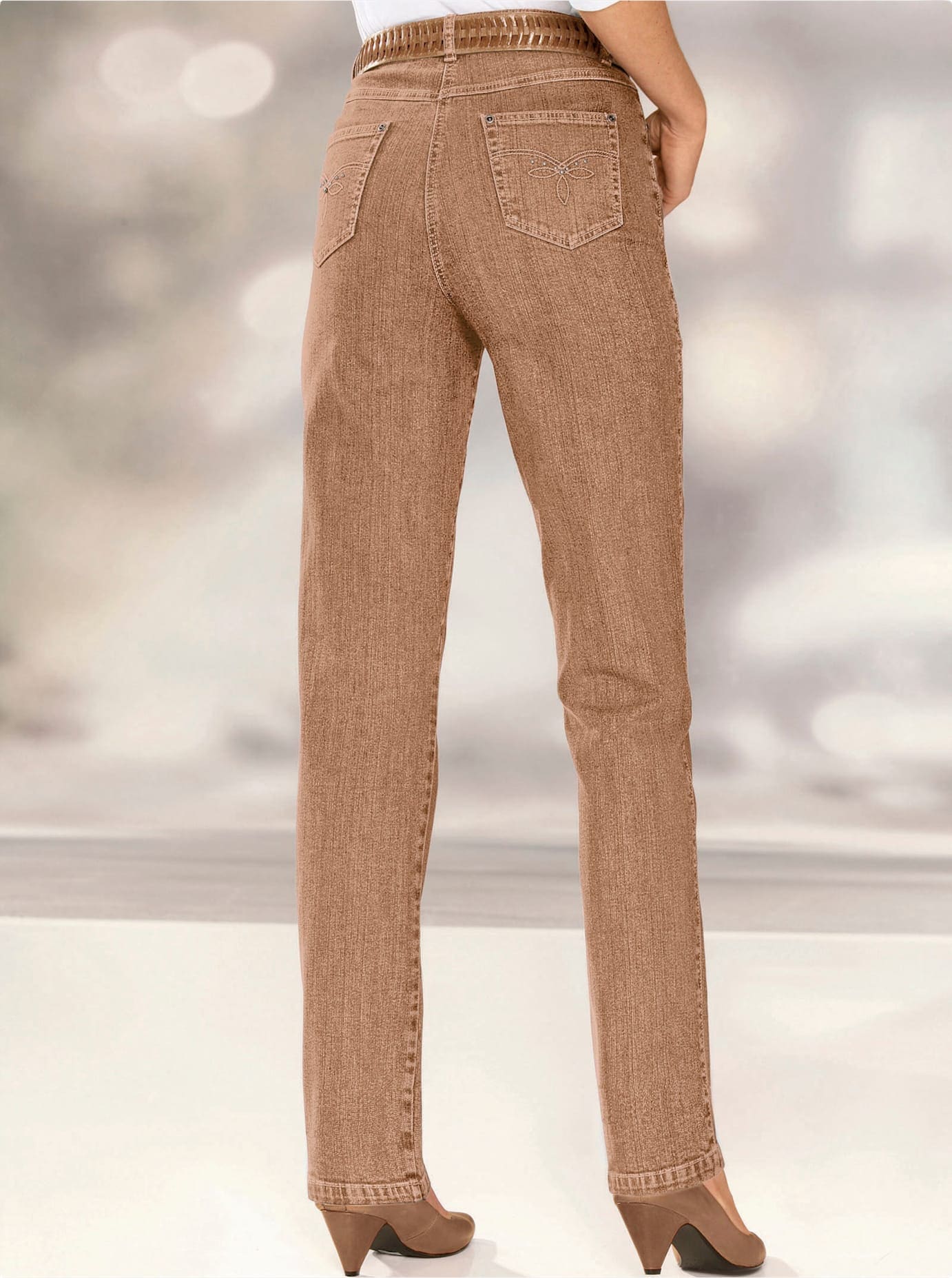 5-Pocket-Jeans CASUAL LOOKS, Damen, Gr. 215, Extrakurzgrößen, braun (camel), 98% Baumwolle, 2% Elasthan, unifarben, lang, Jeans, Topseller Image