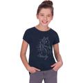 T-Shirt TRIGEMA "TRIGEMA mit Glitzer-Pferd" Gr. 104, blau (navy) Kinder Shirts T-Shirts