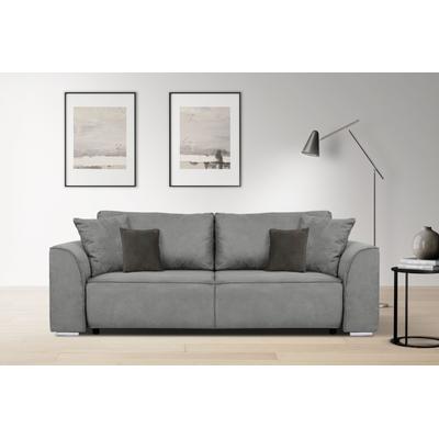 3-Sitzer INOSIGN "BEATRICE auch als Schlafsofa mit Bettkasten, B/T/H 250/107/92 cm", grau, B:250cm H:92cm T:107cm, Sofas, wahlweise mit Bettfunktion, incl. 2 Zierkissen, Wellenfederung, Topseller Image