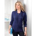 2-in-1-Pullover CLASSIC BASICS "Pullover" Gr. 44, blau (blau, meliert) Damen Pullover 2-in-1-Pullover