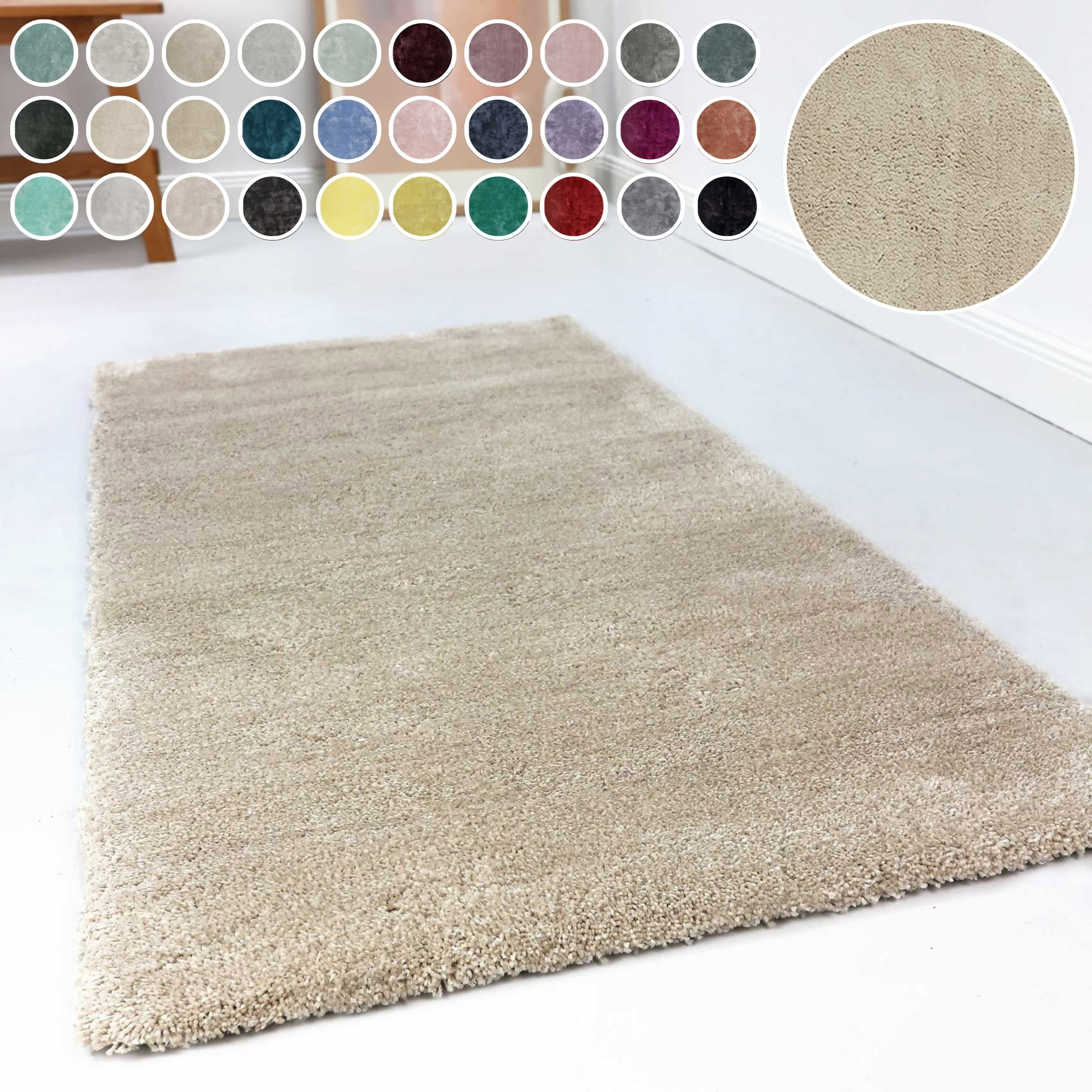 Hochflor-Teppich ESPRIT "Relaxx ESP-4150" Gr. 6, beige (creme, beige, meliert), B:200cm H:25mm L:290cm, Kunstfaser, Teppiche, Wohnzimmer, sehr große Farbauswahl, weicher dichter Hochflor Image