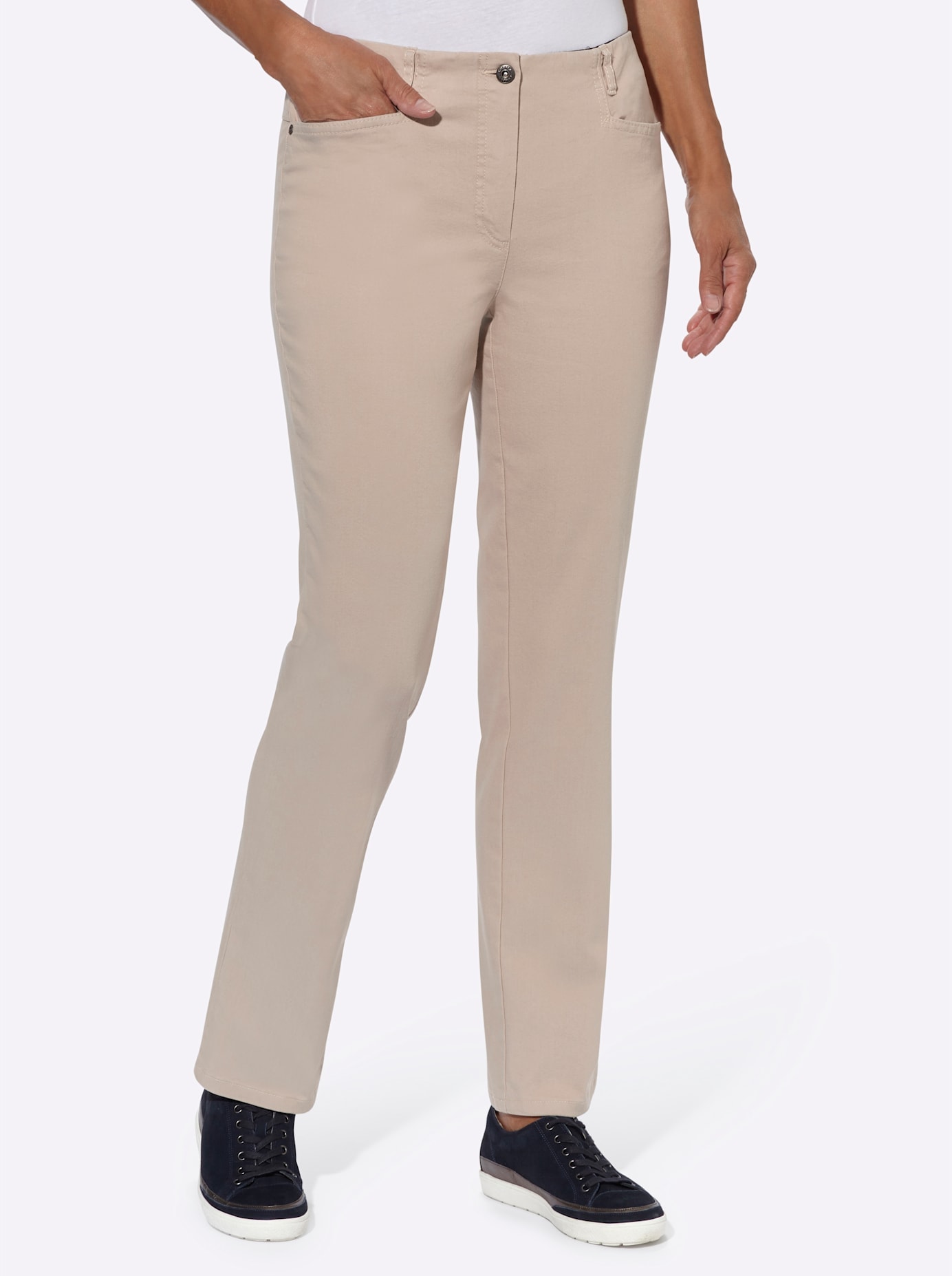 Dehnbund-Jeans COSMA, Damen, Gr. 22, Kurzgrößen, weiß (berber), 76% Baumwolle, 22% Polyester, 2% Elasthan, unifarben, lang, Jeans